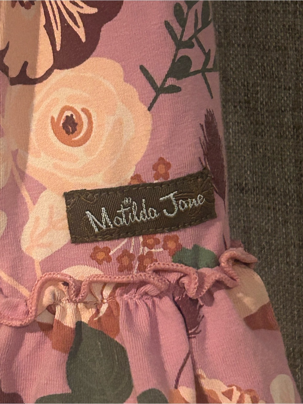 Matilda Jane Mauve Floral Ruffle Hem Dress - Picture 5 of 6